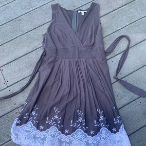 Corey P gray mid dress with lace bottom.